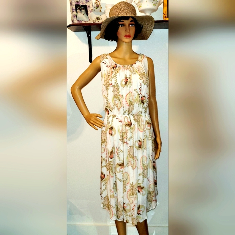 J.Jill PM Flowy Sleeveless Blouson Paisley Dress